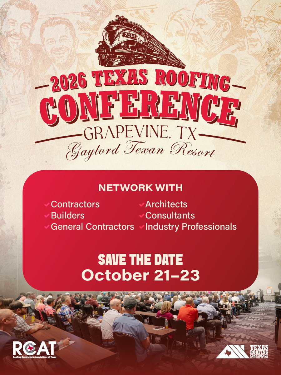 RCAT_tx's tweet photo. Get in the Room with the Right People 🤝

The Texas Roofing Conference brings together the full spectrum of the industry.

More conversations. More opportunities. More growth. 

Register now:
https://t.co/1BeTG8UwIn 

#RCAT https://t.co/sItv85OwPt