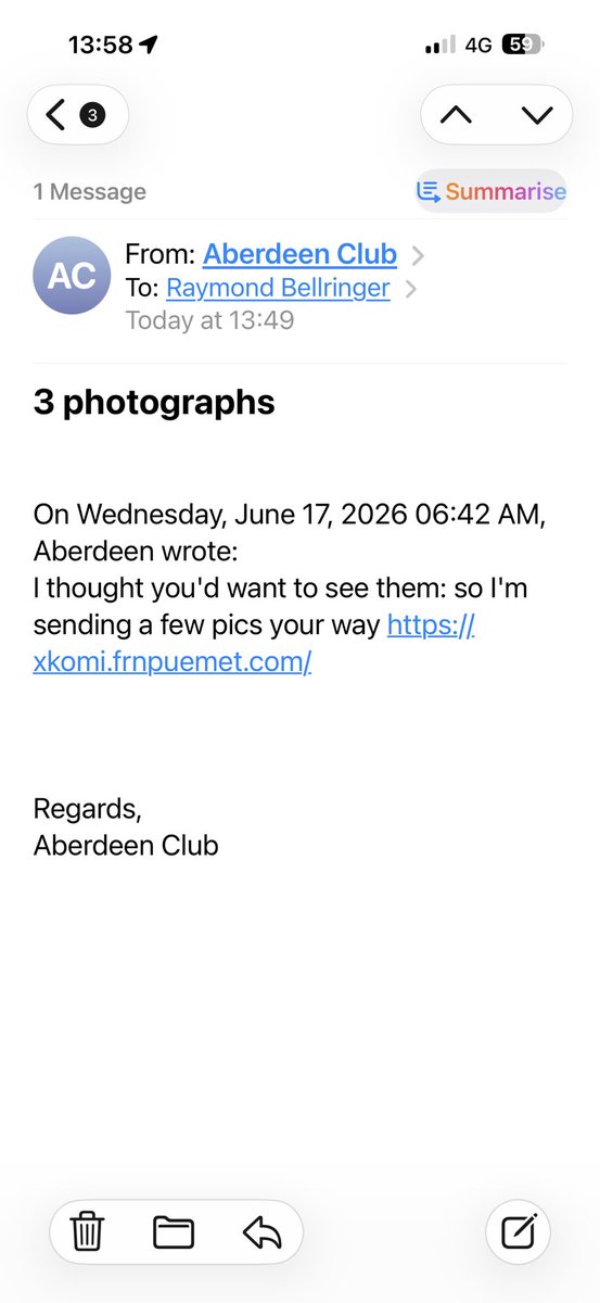 RayBell1977's tweet photo. Be aware of a phishing email pretending to be AFC. @AberdeenFC https://t.co/vumSOpCJFi