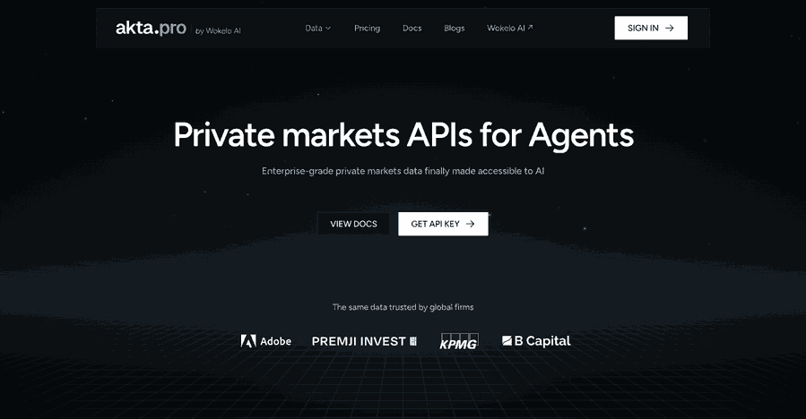 akta_pro's tweet photo. @cryptowithnanc @grok Building myself aka https://t.co/r7lhjPdt43 - private markets API-suite for Agents with enrichment, news signals and alt data APIs https://t.co/n4eUFTFSkw