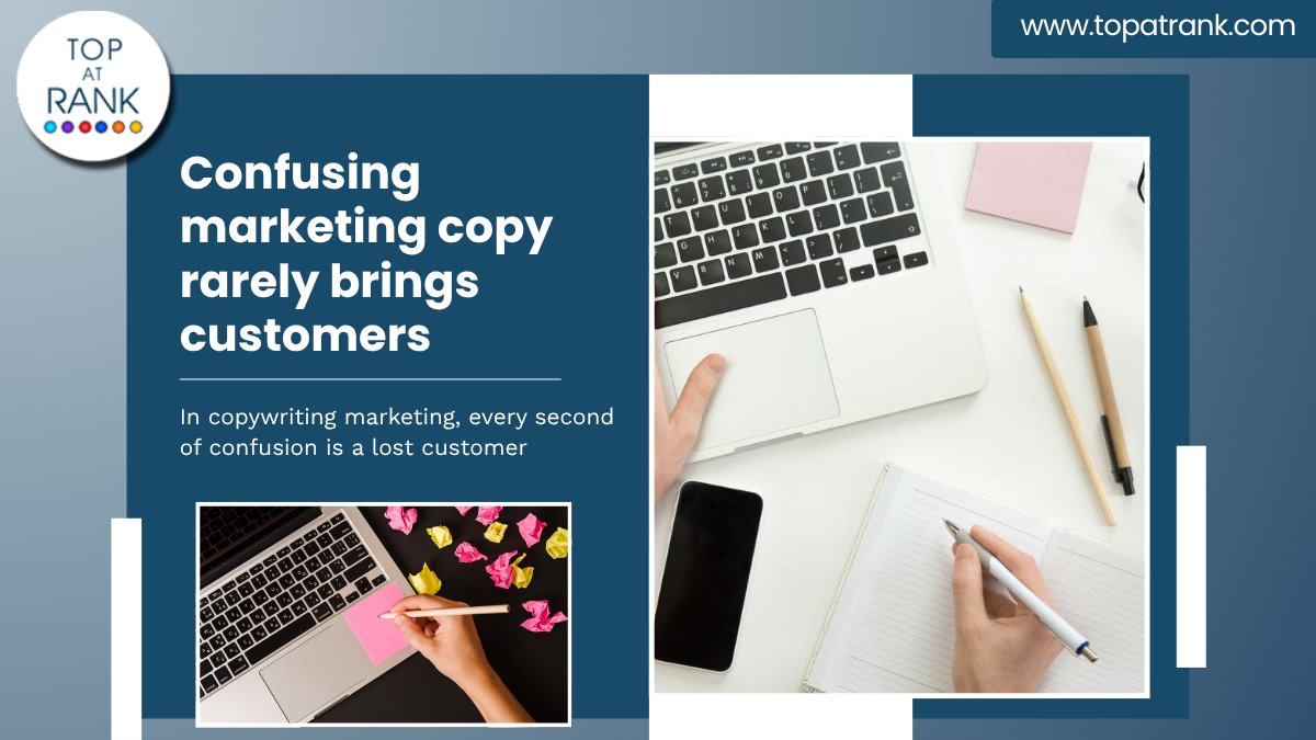TopatRank's tweet photo. If people have to reread your message, you've probably lost them.

Great Marketing Copy makes decisions easier, builds trust faster, and moves people to act.

Let's find the right words → https://t.co/3mRy1NhZUW

#CopywritingMarketing #ContentWriting #MarketingCopy #TopAtRank https://t.co/5UUZjmDCCa
