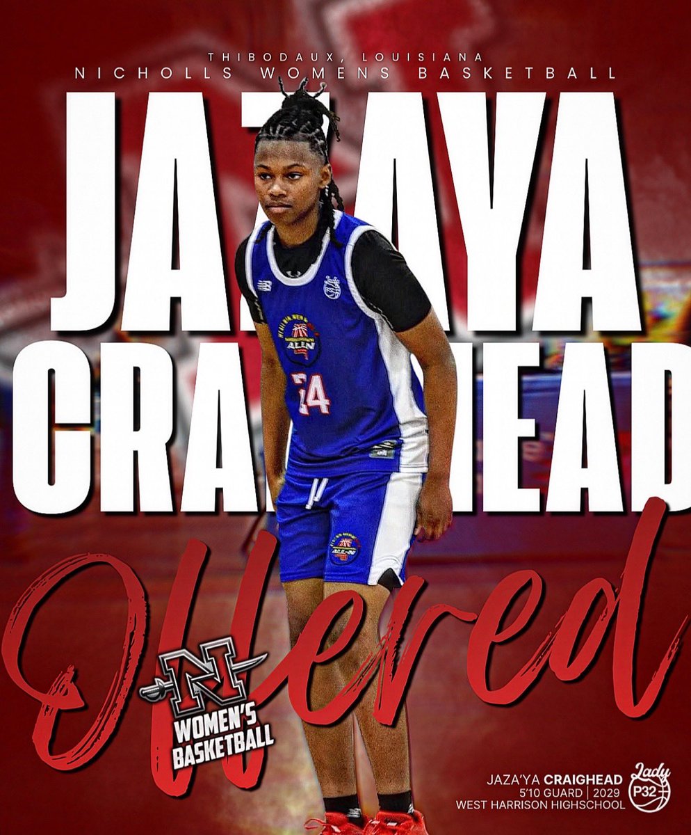 JazayaCraighead's tweet photo. After a great conversation with @CoachJay_3 I am blessed to receive my first Division 1 offer from @Nicholls_WBB ❤️#agtg #blessed #workdontstop #hardworkpaysoff https://t.co/S82NuzmmpN