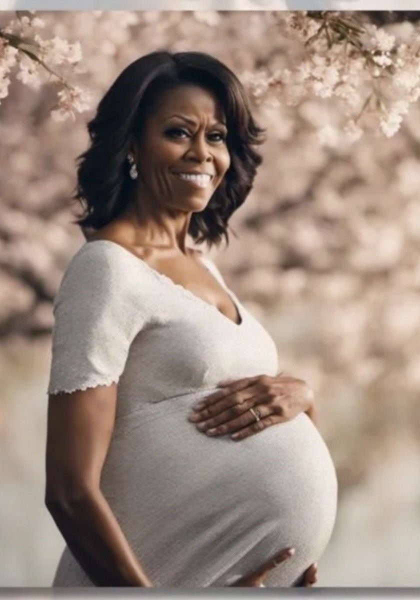 OnlyinFlorida2's tweet photo. So this is the pic going around showing Michelle Obama pregnant.

Dipshits forgot to take the 6th finger out of the AI pic https://t.co/Xid2s9xh5d