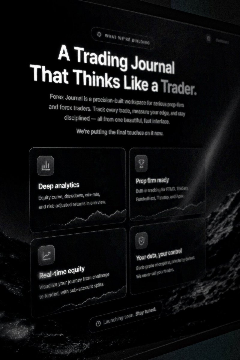 forexjournal_in's tweet photo. A trading journal built by traders, for traders. 📈

Track every trade, analyze performance, manage prop firms, and grow with discipline! all in one place.

Launching soon. 🚀

#Forex #Trading #PropFirm #TradingJournal #ForexTrader #FundedTrader https://t.co/IzgW5hqxtz