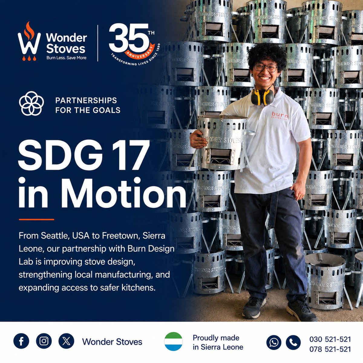 wonderstoves's tweet photo. 🌍 What connects Seattle, USA, to Freetown, Sierra Leone?
Better cookstoves!

🤝 Our partnership with @burndesignlab shows SDG 17 in motion, sharing expertise, strengthening local manufacturing, and bringing safer kitchens to families across West Africa. https://t.co/4hX7qw2PmP