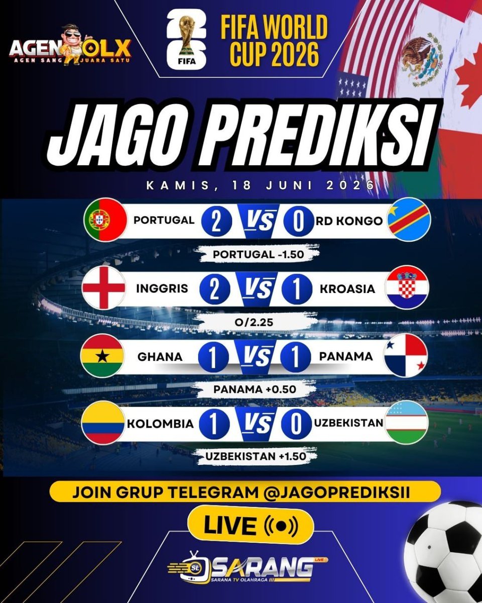realitaid's tweet photo. IZIN TAMPIL KETUA 🔥

Prediksi PIALA DUNIA KAMIS,18 JUNI 2026

𝐍𝐨𝐭𝐞𝐝 : 𝐏𝐫𝐞𝐝𝐢𝐤𝐬𝐢 𝐇𝐚𝐧𝐲𝐚 𝐒𝐞𝐛𝐚𝐠𝐚𝐢 𝐀𝐜𝐮𝐚𝐧 , 𝐒𝐞𝐥𝐞𝐛𝐢𝐡𝐧𝐲𝐚 𝐓𝐞𝐭𝐚𝐩 𝐔𝐭𝐚𝐦𝐚𝐤𝐚𝐧 𝐒𝐭𝐫𝐚𝐭𝐞𝐠𝐢 &amp; 𝐅𝐞𝐞𝐥𝐢𝐧𝐠 𝐒𝐞𝐧𝐝𝐢𝐫𝐢

NO.1 AMAN &amp; TERPERCAYA👇
https://t.co/np1qYnt6u2 https://t.co/HgQdHDlfTy