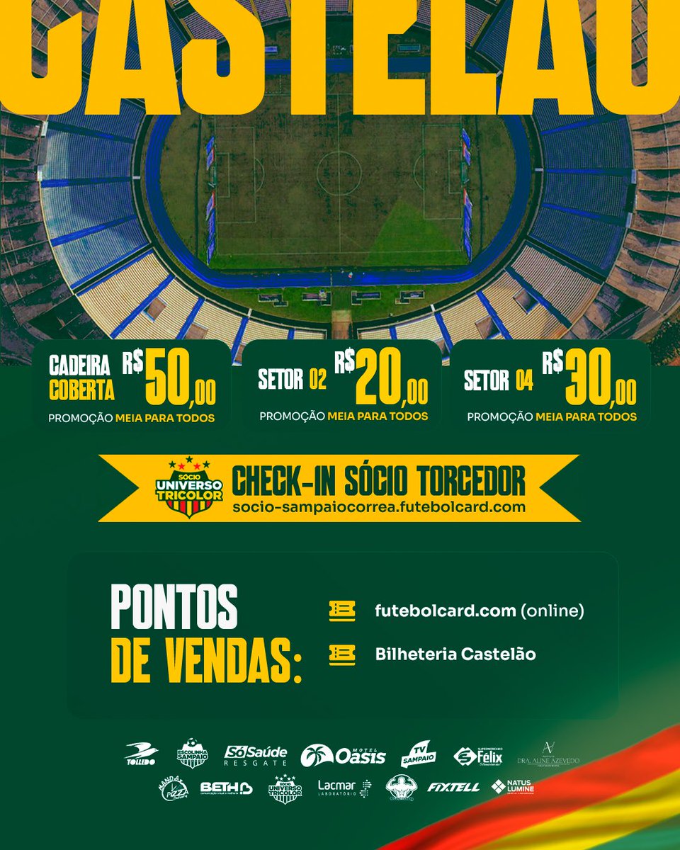 sampaiocorrea's tweet photo. 🎫VAAAAAAMOSSSS JUNTOS! VALORES PROMOCIONAIS DISPONÍVEIS E SETOR 4 LIBERADO!! 🔥🇧🇴

🆚 Trem 
🗓️ 21.Jun | ⏰ 17h
🏆 Brasileiro Série D (2ª Fase | Jogo 1/2)
🏟️ Estádio Castelão

🔗 Compre aqui: https://t.co/9o9FIrtKjm https://t.co/KIngEFI68o