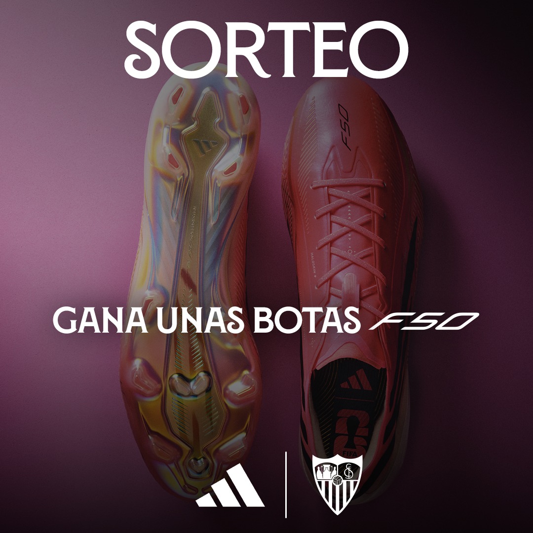 SevillaFC's tweet photo. ¡SORTEO! Sevilla FC 🤝 adidas
Participa y gana unas botas adidas F50 Hyperfast Elite.