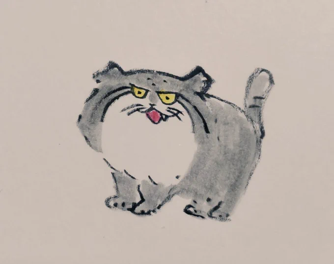 マヌルネコの絵、あまり伸びないけど大好きだからたまに描いちゃう。