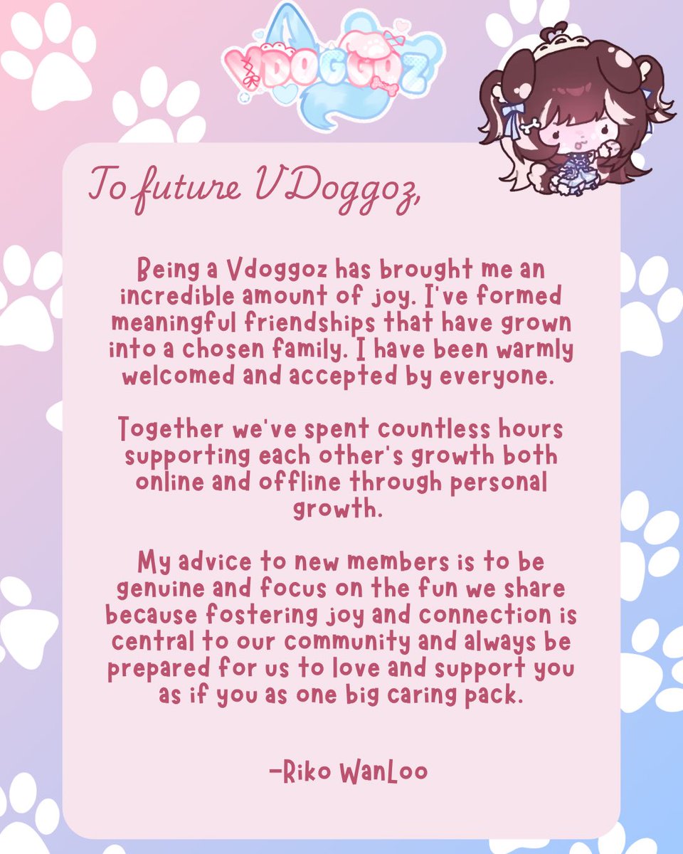 vdoggoz's tweet photo. Leading up to Auditions opening, our Generation 1 members want to tell you about their experience with VDoggoz, and offer upcoming applicants some advice!

Meet @RikoWanLoo , also known as Riko!

🐾 Here's what she has to say about Vdoggoz! https://t.co/X3CzgOsTet