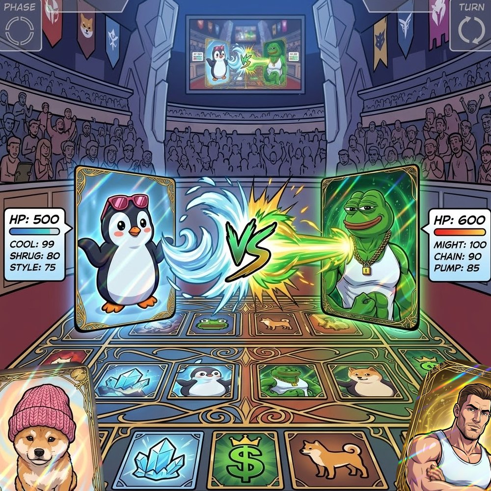 memesCARDgame's tweet photo. MEME CARD GAME $MCG

rip the pack | stack your deck | fight them all

GEN 1 is going live soon
11 cards, different rarity
the whole cast you've been collecting for years

rip the pack to see what you pulled
stack your deck and play against others

$WOJAK $PEPE  $PENGU @TOLY and more..

the trading card game crypto always had
it just never had the cards

TIMELINE:

GEN 1 -> GAME LAUNCH -> PHYSICAL CLAIM

https://t.co/HkXGoLLaBa