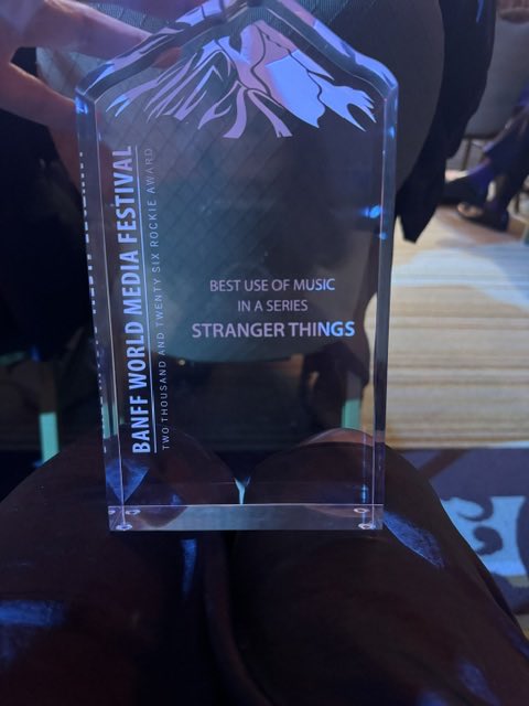 norafelder's tweet photo. Thankyou #banffworldmedia festival for my Rockie Award for Best Music Supervison in a Drama series@for ⁦@Stranger_Things⁩ . Sending a huge congratz to the other nominees from around the globe. https://t.co/CVLEUCFpVo
