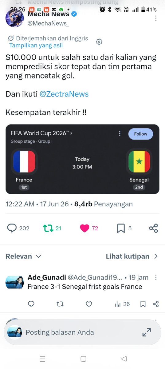 Ade_Gunadi1998's tweet photo. My guess was correct 4
but I didn't get the prize @MechaNews_ @ZectraNews 
#wordcup #pialdunia2026 https://t.co/fRmT8tWKGf