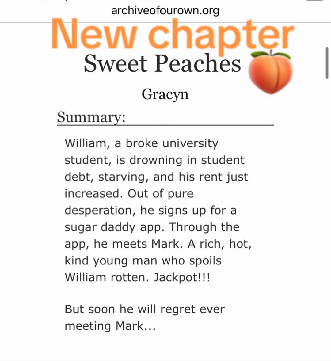 Gracyn2's tweet photo. A new chapter of Sweet Peaches 🍑 is out!
Read here https://t.co/OGvbURNZRI
I hope you enjoy ✨
#willmark https://t.co/nDOE7lTau3