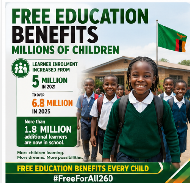 Sibeso_queen260's tweet photo. A child in school today is a stronger Zambia tomorrow. Free Education Benefits are creating opportunities for millions of learners to unlock their potential and build brighter futures. #FreeForAll260 https://t.co/shvNPWHRLd