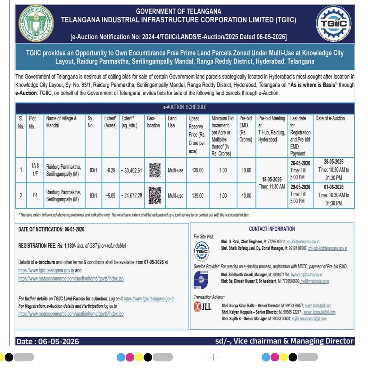 revathitweets's tweet photo. What A Joke!!! 🙏🏽

Remember Real Estate handles celebrating the recent sale of Government land in Raidurgam, Hyderabad? 
￼
The Telangana government (via TGIIC) auctioned 11.38 acres of prime land in Raidurgam, Financial District for a total of Rs 2,529 crore. 

This was marketed as record breaking because two land parcels were sold for Rs 237 crore and Rs 204 crore per acre.

Plot 1 included 6.29 acres and was auctioned at Rs 237 crore per acre. The parcel was acquired by Gowra Ventures, generating approximately Rs 1,490.73 crore in total.

Here is the mind blowing twist!!! 

Now SBI Bank approached Telangana High Court saying out of these 6.29 acres land purchased by Gowra Ventures, 5 acres apparently belong to SBI!

SBI Bank’s petition will be heard by Telangana High Court tomorrow. 

So state government sold off SBI Bank’s property 😂😂😂 or is the bank mistaken? 

ఖాళీగా ఉంటే అమ్మేస్తారా?