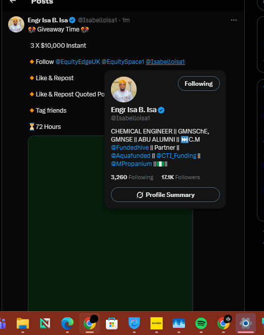 Speedz21's tweet photo. @Isabelloisa1 @EquityEdgeUK @EquitySpace1 done sir @Sammytizzy4 @Sahmu_bless @Joshify001  with notification tured on https://t.co/iduSR3rJmM
