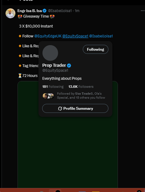 Speedz21's tweet photo. @Isabelloisa1 @EquityEdgeUK @EquitySpace1 done sir @Sammytizzy4 @Sahmu_bless @Joshify001  with notification tured on https://t.co/iduSR3rJmM