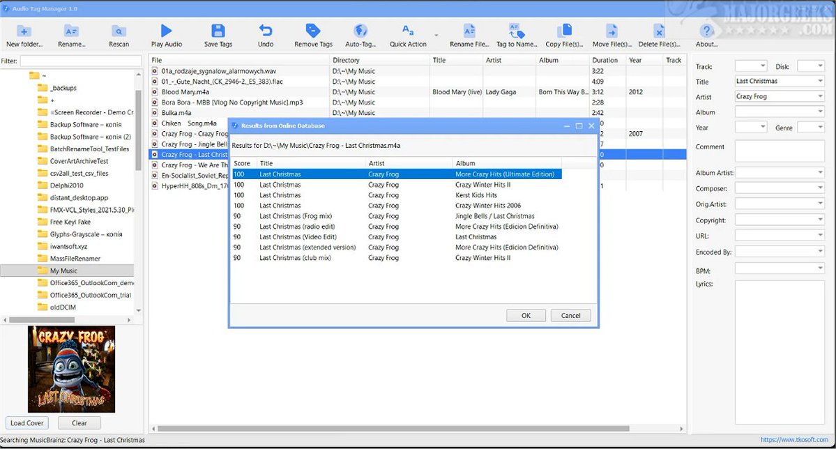 majorgeeks's tweet photo. Audio Tag Manager is a free audio tag editor that lets you efficiently edit, organize, clean, and rename your music files. This versatile tool supports a variety of audio formats, including MP3, FLAC, OGG, APE, M4A, WMA, and WAV.
https://t.co/qr6HhwO8Xz https://t.co/rVZsArHK8P