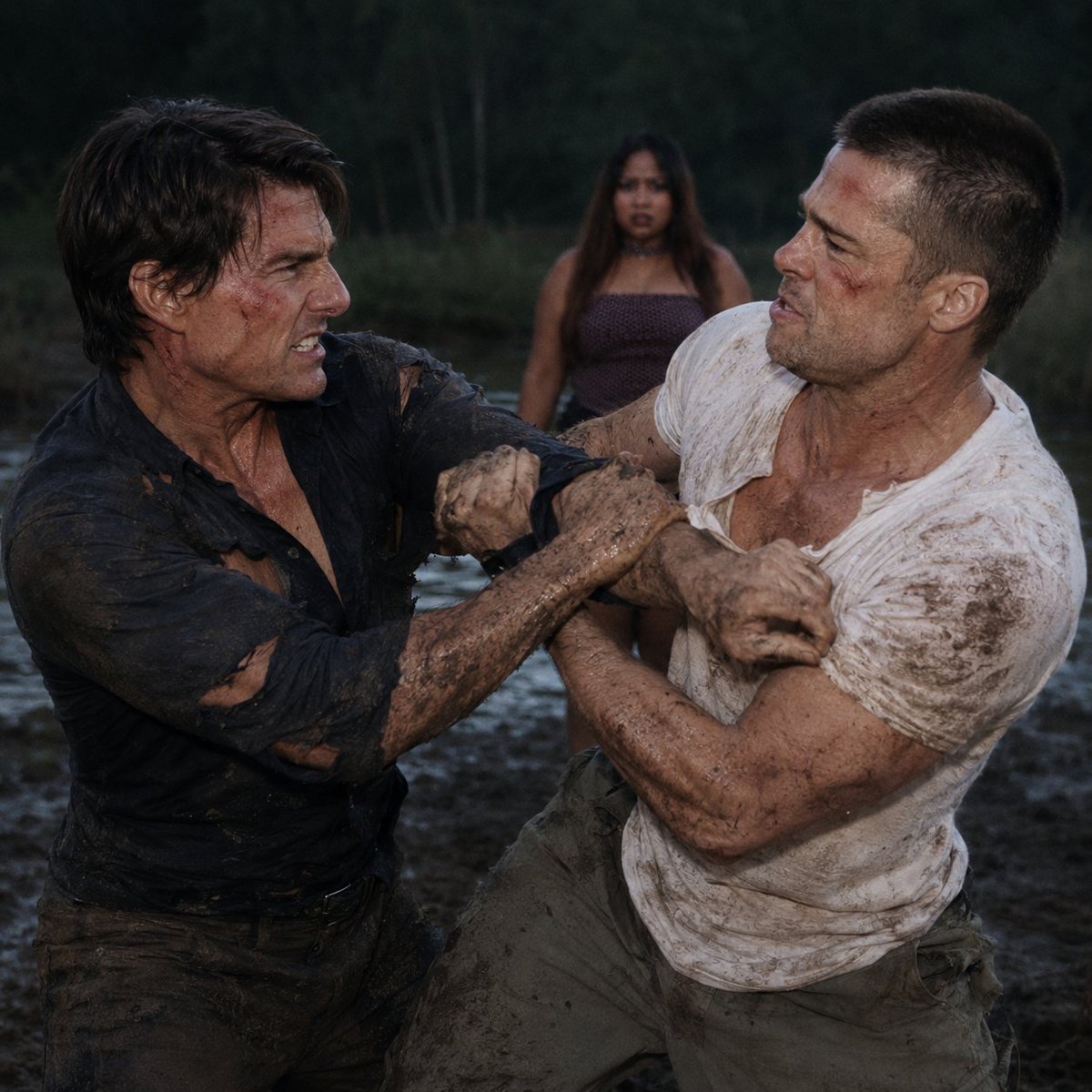 wrendom's tweet photo. Leaked photo of Tom Cruise and Brad Pitt fighting over who gets to marry Sonia ji (circa 2002) https://t.co/1ZVbxjIq27