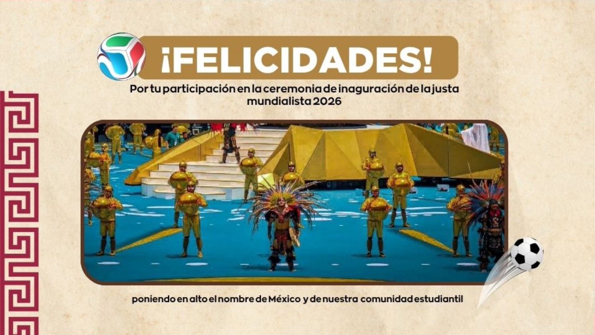 SeducEdoMex's tweet photo. 🌎🇲🇽 ¡El talento mexiquense brilló ante los ojos del mundo! 🤩

🙌🏻 Reconocemos a Gonzalo Román Rosas, estudiante del @TESJI_Oficial, por su participación en la Inauguración de la Justa Mundialista 2026 ⚽️. 

#ElPoderDeLaEducación #EstadioDeMéxico https://t.co/uVvtb3sgR3