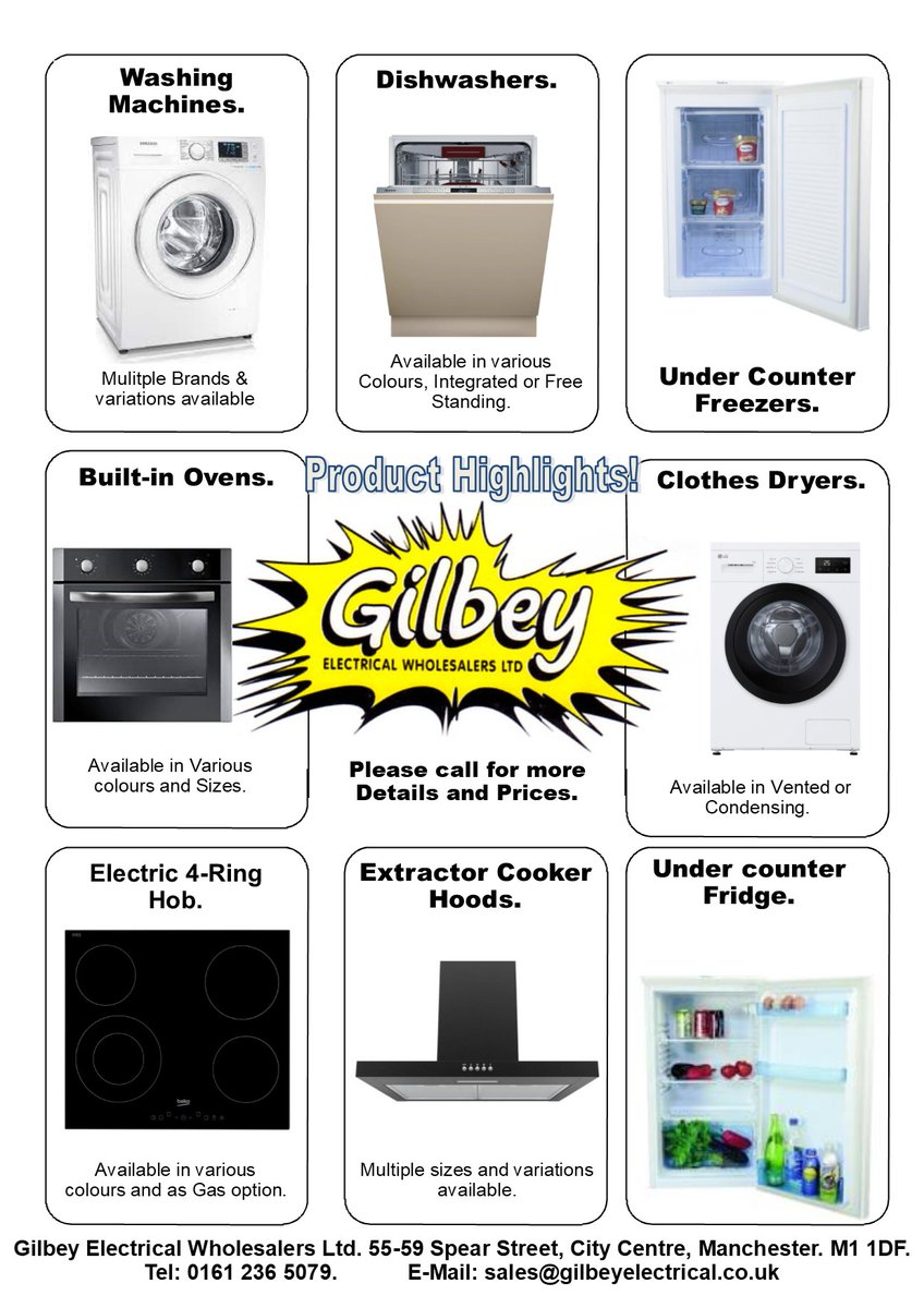 Gilbeyelec's tweet photo. We don't just supply Electrical Products - We can Also Supply All Top Branded Manufacturers of Domestic Appliances at very Competitive Prices - Please call for more details! https://t.co/8qEunAbMe0