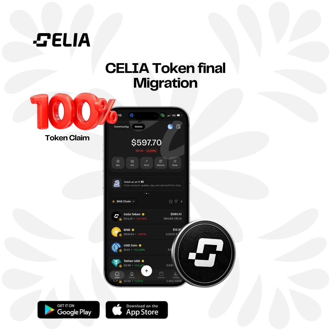 CeliaWallet's tweet photo. BIG NEWS! 🎉 
The $CELIA Token Final Migration will be live on the first week of July with a 100% Token Claim! 

This is huge for the community and a step to the offical end of $CELIA Token mining💪🔥 Stay tuned, get prepped, and let's keep building.🚀 https://t.co/zsooMWtx3c