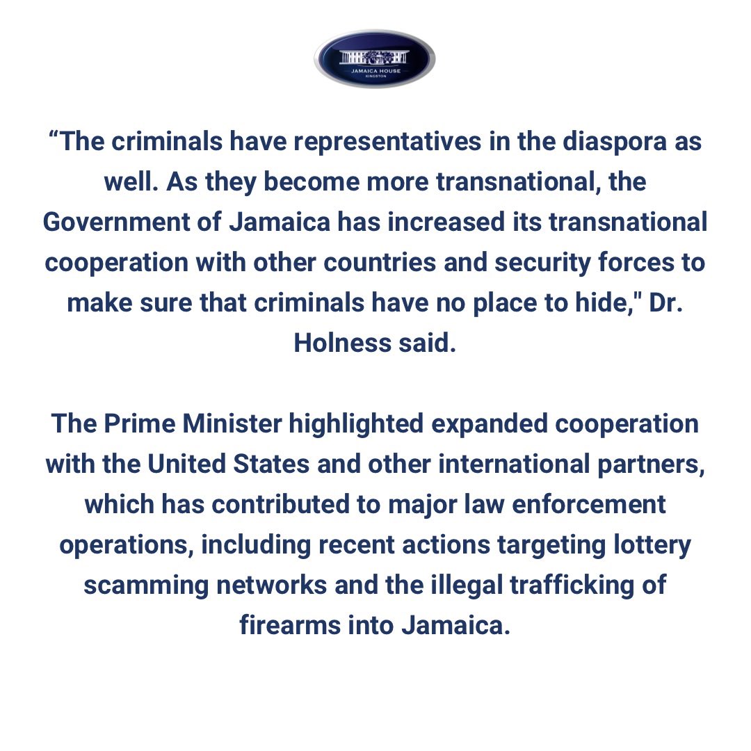 AndrewHolnessJM's tweet photo. #PressRelease: Jamaica Expands Global Security Cooperation to Close Off Havens for Criminals. https://t.co/2DBh0TLoai