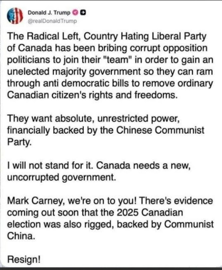 don_cummin99880's tweet photo. Hold on Sane &amp; Patriotic Canadians, Help is on the way!  President Trump was not responsible for the destruction of Canada over the last 11 Years but he will help save us from the destruction caused by the corrupt &amp; treasonous Liberal Party.  Thank you President Trump! https://t.co/E0uFJioJ0y