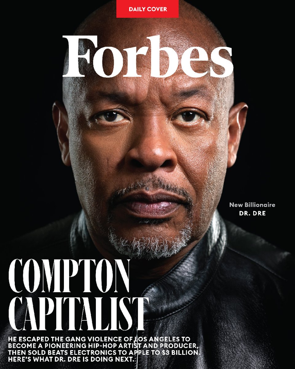 Forbes's tweet photo. He escaped the gang violence of Los Angeles to become a pioneering hip-hop artist and producer, then sold Beats Electronics to Apple to $3 billion. Here’s what Dr. Dre is doing next—and how he’s enjoying success: https://t.co/tXh866ZKF8

📸: Jamel Toppin for Forbes
#Forbes250 https://t.co/WXzl1axnYV
