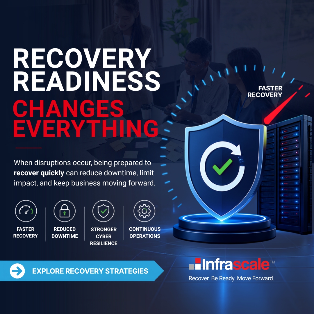 Infrascale's tweet photo. Cyber resilience isn't measured by how well you prevent disruptions—it's measured by how quickly you recover.

Minimize downtime, strengthen ransomware resilience, and maintain business continuity with a recovery-first approach.

Explore: https://t.co/TrzzB42MoP

#cyberresilience https://t.co/39Hll27Ykq