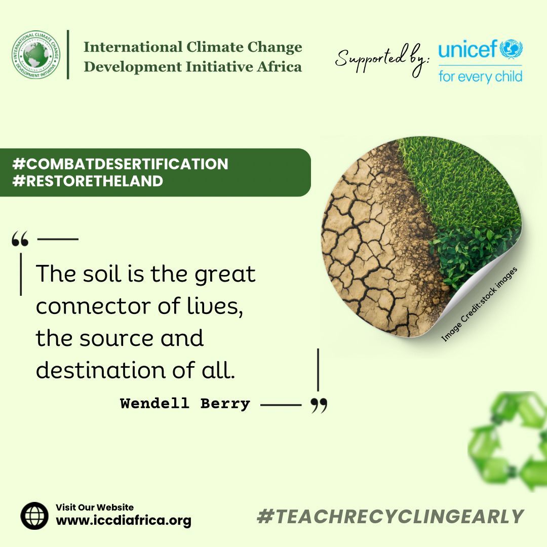 ClimateWed's tweet photo. The soil is the great connector of lives, the source and destination of all. — Wendell Berry #CombatDesertification #RestoreTheLand https://t.co/59SOqQVAt1