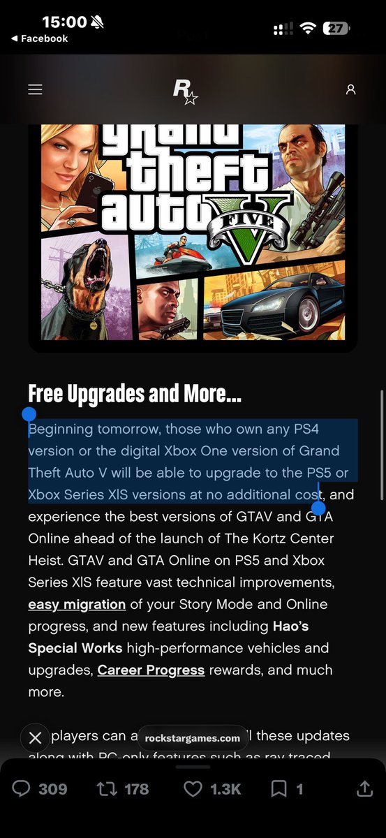 MaxModz1382's tweet photo. You can get gta 5 next gen FREE starting tomorrow 

If you have old gen digital ❤️ https://t.co/BsYFv7764b