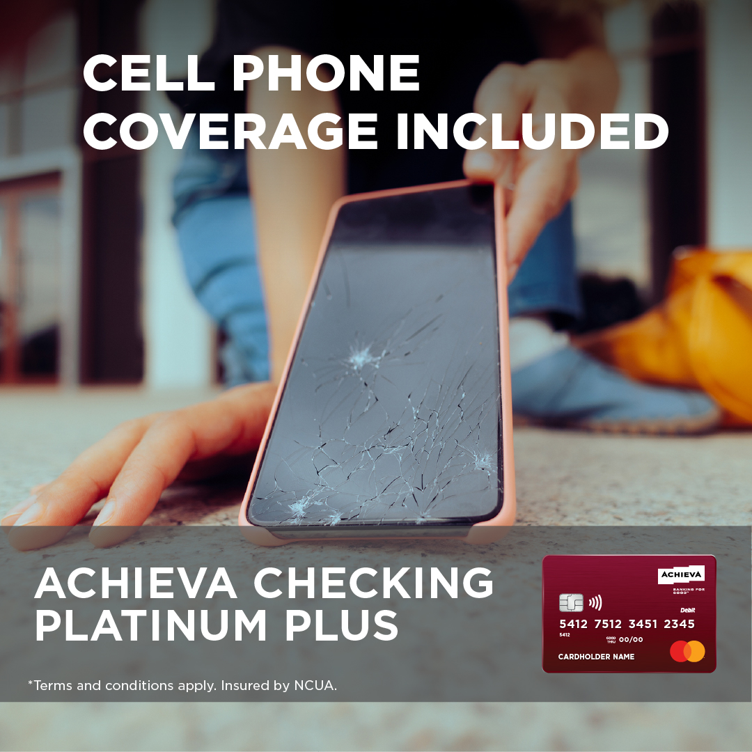 AchievaCU's tweet photo. The Achieva Checking Platinum Plus offers ✅ better cell coverage, ✅ unlimited zero-copay virtual care, ✅ ID theft protection, ✅ premium rates, and ✅ more value! 

Explore at https://t.co/NJwMP6YMvN 

#PlatinumPlusChecking #BankingforGOOD #Achievacu https://t.co/ktBIQf5xtT