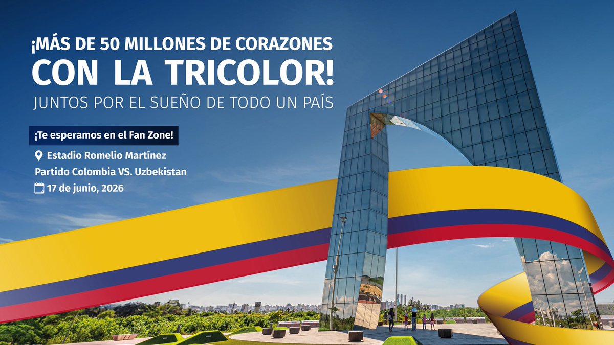 TecnoglassSA's tweet photo. ¡Y llegó el gran día! Desde Barranquilla nos unimos a un mismo sentimiento para alentar a la ‘Sele’ 🇨🇴⚽️

¡Juntos por el sueño de todo un país! #ConOrgulloColombiano https://t.co/K3GewUXRSb