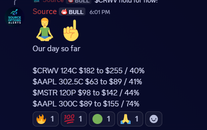 Source_options's tweet photo. Everything I told you before the bell, I traded today!

And these are the results.

$CRWV $AAPL $MSTR https://t.co/bPwbQQ8z3m