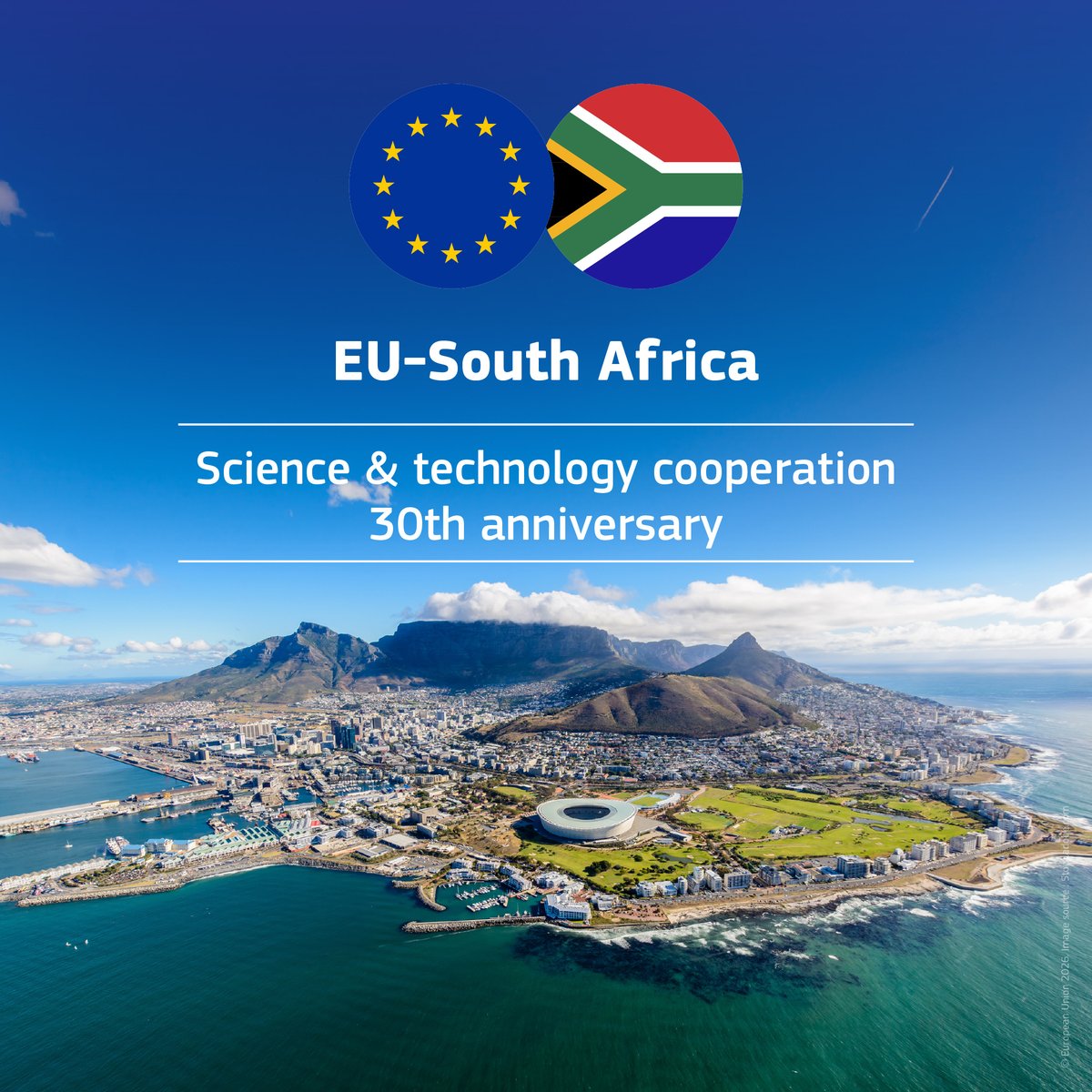 EUScienceInnov's tweet photo. This year we celebrate 30 years of EU-South Africa Cooperation on science, technology &amp; innovation. This partnership has delivered impactful initiatives from health, green transition &amp; research Infrastructures to marine research &amp; researchers' mobility.

🔗https://t.co/FKbZ3UesBP https://t.co/mwWb3G2hGG