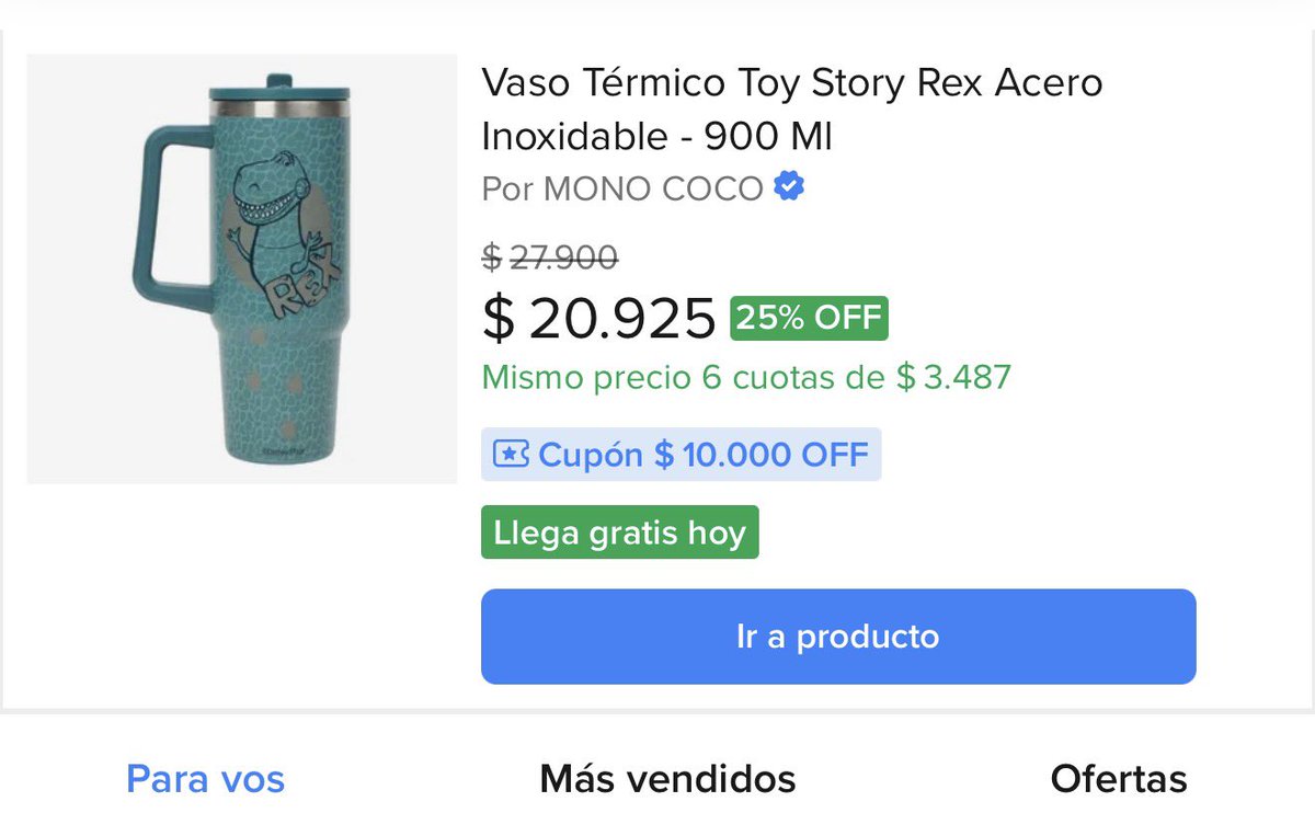 vmenditto's tweet photo. 🧸 🚀 TOY STORY especial 

Vaso Térmico Toy Story Jessie Acero Inoxidable - 600 Ml
$18675
https://t.co/pUbG2K95FS

Vaso Térmico Toy Story Rex Acero Inoxidable - 900 M
$20.000
https://t.co/cck1pMY3xP

Vaso Térmico Toy Story 900 MI 
$22.900
https://t.co/bhpYUuwwPy

Vaso Térmico Toy Story Con Bombilla 600 Ml Licencia Disney
$22.400
https://t.co/ERE1W21E07

Botella Acero Inoxidable Termica 300ml Toy Story Jessie Violeta
$19.900
https://t.co/X5jP7dIQA0