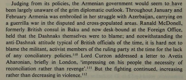 GlassPalestine's tweet photo. British officials were reluctant to help Armenians, or to give Armenians positions of authority in the post-WW1 Caucuses because the Dashnaks were a left-wing &amp; socialist (but not Communist) party. Instead, they were expected to reconcile with the landed Azerbaijani aristocracy. https://t.co/fhgPwiphW2