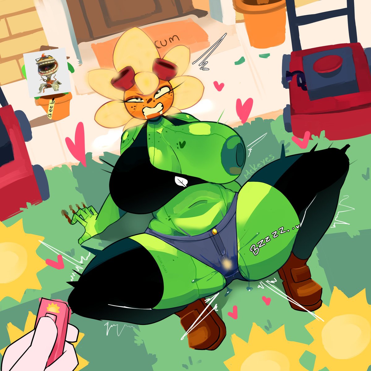 FEMB0T_50L4R's tweet photo. "Ah~ Just a nice day resting on the lawn, I wonder what'll-A-AHN!~ M-Master... d-don't do that... Y-You're gonna make me excited...~" https://t.co/sTeg2atVDP