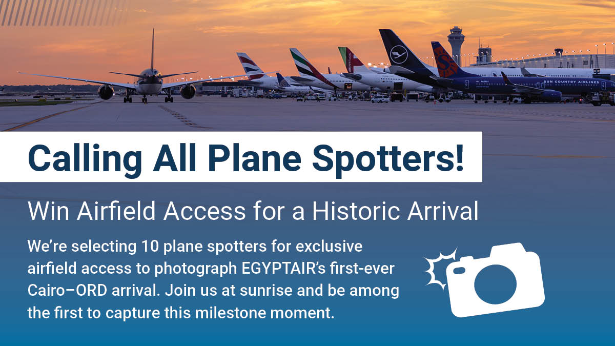 fly2ohare's tweet photo. Catch @EGYPTAIR's historic arrival to Chicago next week, ON O'HARE'S AIRFIELD! 🛬  

Enter for a chance to win: https://t.co/pfXVeNtU5s 

Contest closes June 19 at 4 p.m. Winners will be notified via email on or before June 22. Terms &amp; Conditions: https://t.co/mFDziL2RDa https://t.co/SyhLAfM2a3