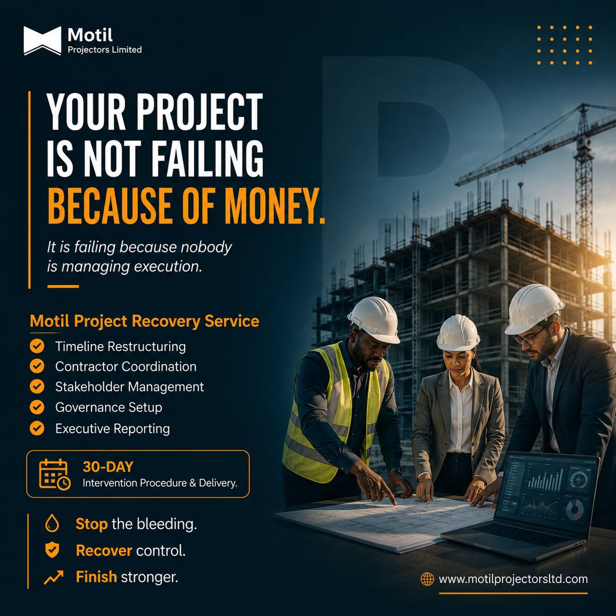 motilprojectors's tweet photo. How long has that project been “almost completed”?

Six months?

One year?

Three years?

Most organizations don’t plan for projects to stall. Yet many find themselves explaining the same delays, approving additional costs, and attending the same progress meetings without …….. https://t.co/ZFtwUZajrE