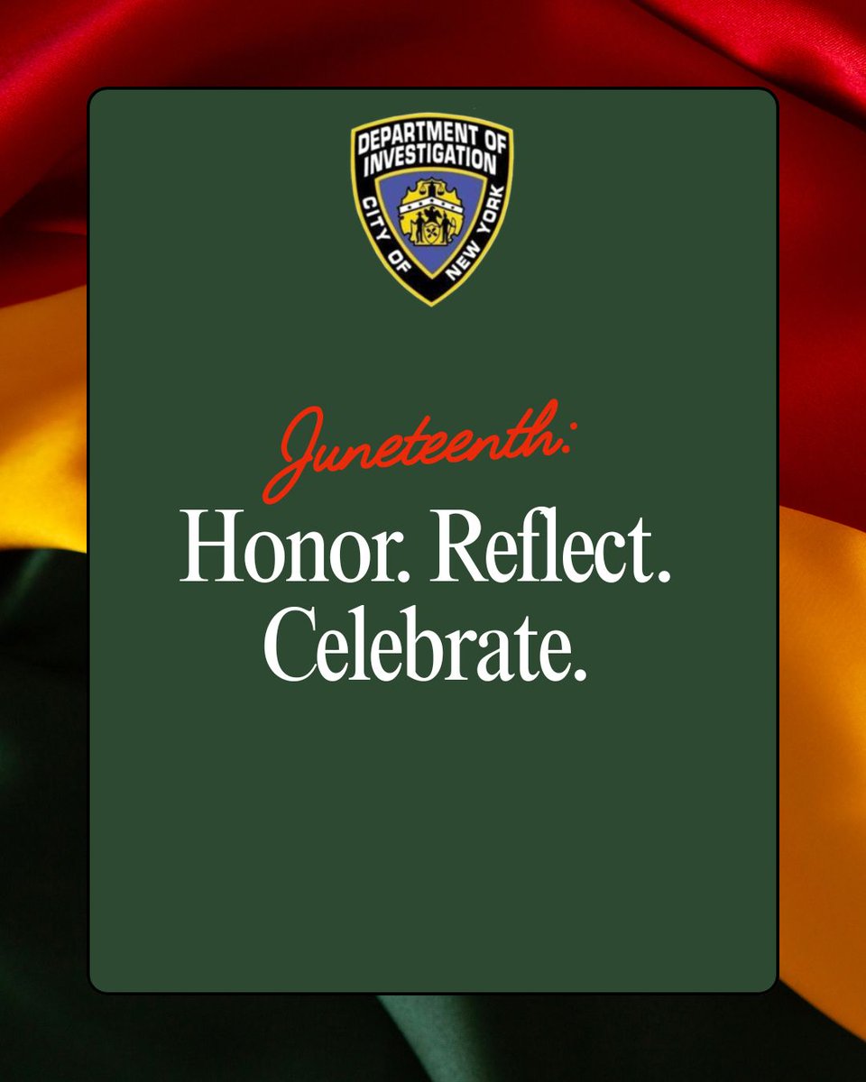 NYC_DOI's tweet photo. On Juneteenth, DOI celebrates the end of slavery in the United States and honors the right of all people to live free. We remain steadfast in our mission to serve the public with fairness, integrity and respect. https://t.co/XbtWsCjAs6