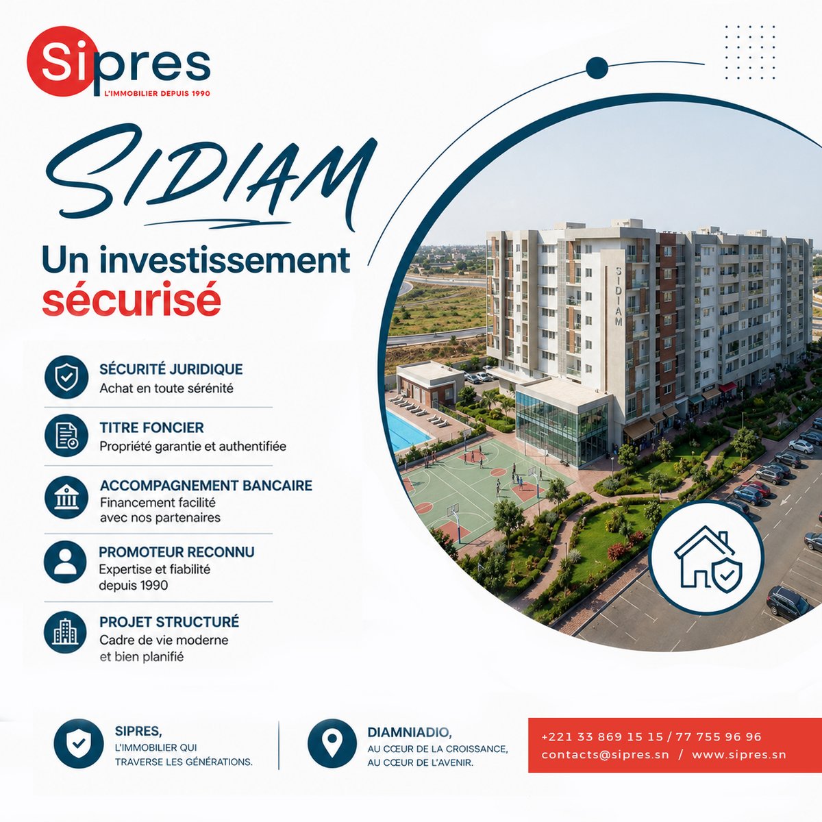 SaSipres's tweet photo. SIDIAM, un investissement sécurisé à Diamniadio : titre foncier, accompagnement bancaire et expertise SIPRES depuis 1990.
📞 33 869 15 15 / 77 755 96 96
📧 contacts@sipres.sn
🌐 https://t.co/aQqc0oMPev
#SIDIAM #SIPRES #Diamniadio #ImmobilierSenegal https://t.co/sze2ee3yJE