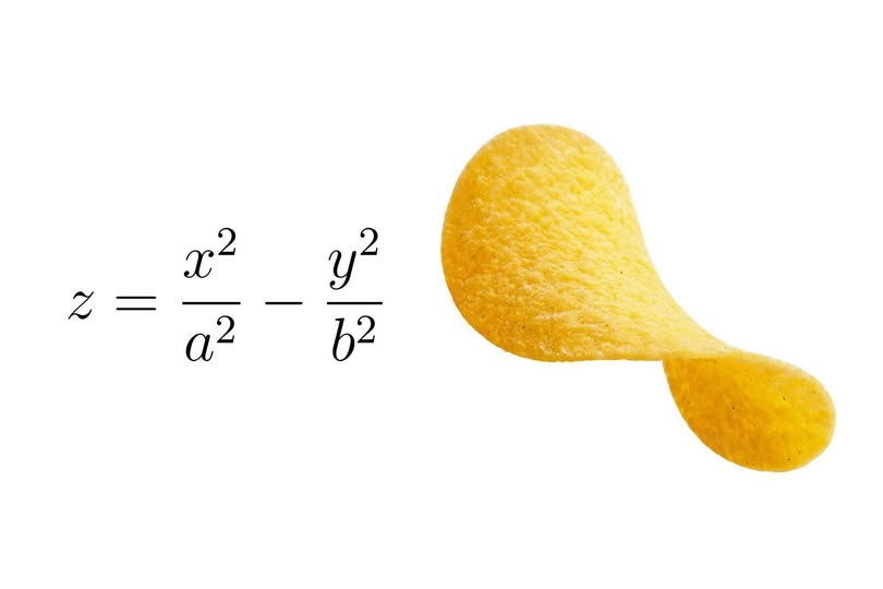 PhysInHistory's tweet photo. Pringles are shaped like a hyperbolic paraboloid, which is a type of saddle surface. This shape is not only distinctive but also has practical benefits for stacking and packaging, as well as enhancing the structural integrity of each chip to resist breaking. https://t.co/O1X5l4W4zL