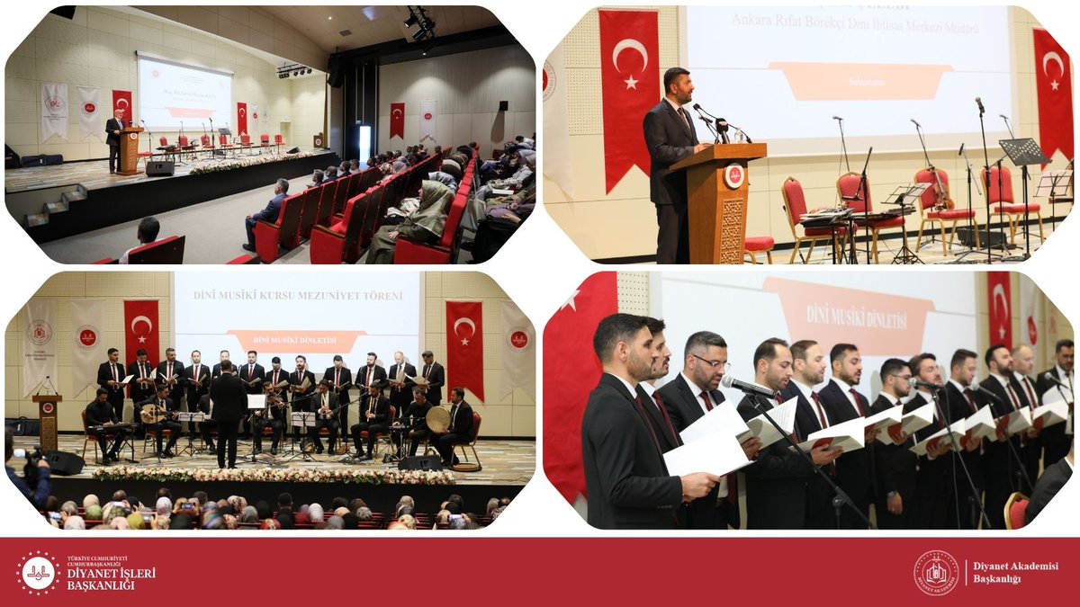 DibAkademi's tweet photo. 🎓Diyanet Akademisi Başkanlığı Dini Musiki Kursu Mezuniyet Programı Gerçekleştirildi
👉Diyanet Akademisi Başkanı Doç. Dr. Enver Osman Kaan, Akademi bünyesinde düzenlenen 9. Dönem Dini Musiki Kursu Mezuniyet Programına katıldı.
👉Konuşmasına din hizmetlerinde estetik, musiki ve samimiyetin önemine vurgu yaparak başlayan Kaan, Diyanet Akademisinin yıllık 40 bini aşkın personele eğitim verdiğini belirtti. Akademi olarak son üç-dört yıldır eğitim faaliyetlerini belirli bir sistem ve gelenek çerçevesinde yürütmek için yoğun gayret gösterdiklerini ifade eden Kaan, mezun olan din görevlilerine meslek hayatlarına dair önemli tavsiyelerde bulundu.
👉Diyanet Akademisinin faaliyet alanlarına ilişkin bilgi veren Kaan, Akademide mesleki eğitimler, hizmet içi eğitimler ve mahallin din görevlilerine yönelik eğitimler olmak üzere üç ana kulvarda faaliyet yürütüldüğünü söyledi. Yıllık bazda 40 bini aşkın personele hizmet içi eğitim imkânı sunulduğunu belirten Kaan, talim, tashih-i huruf, hüsn-i tilavet, aşere-takrib ve dini musiki başta olmak üzere yaklaşık 60 farklı branşta kurslar düzenlendiğini kaydetti.
👉��Musiki, Binanın Estetik Süslemesi Gibidir”
Konuşmasında dini musikinin din hizmetlerindeki yerine değinen Doç. Dr. Enver Osman Kaan, musikiyi bir binanın mimari estetiğine benzeterek şunları söyledi:
👉“Bir binanın projesini çizer, inşasını yaparsınız. Ancak sıra süslemeye ve estetiğe geldiğinde orayı eksik bırakırsanız, o bina dikkat çekmez. Dini musiki kurslarımız da adeta bunun gibidir. Söze estetik katmak, sesin ahengiyle dinleyenleri buluşturmak, Kur’an-ı Kerim’in fonetiği ve retoriğinin ayrılmaz bir parçasıdır.”
👉İslam medeniyetinin ilim ve hikmet, fikir ve felsefe, siyaset ve güzel sanatlar olmak üzere dört temel sütun üzerinde yükseldiğini hatırlatan Kaan, mimarların dünyayı imar ettiğini, sanatçıların ise dünyayı güzelleştirerek ona ruh verdiğini ifade etti. Mezun olan din görevlilerinin de sesleri, sadaları ve edalarıyla bu ihsan halkasının bir parçası olduklarını dile getirdi.
👉“Hüsn-i Tilavet’e Hüsn-i Samimiyet Eklemeliyiz”
Dokuz ay boyunca ses terbiyesi, musiki tarihi, repertuvar ve musiki edebiyatı gibi alanlarda eğitim alan 18 kursiyeri tebrik eden Kaan, başarının temelinde samimiyetin bulunduğunu vurgulayarak şu değerlendirmede bulundu:
👉“Ezanlarımız ve kıraatlerimiz güzel olabilir. Ancak bunun yanına mutlaka hüsn-i samimiyet ve hüsn-i mesuliyet eklemeliyiz. Cemaatle güçlü bağ kurulması, din hizmetlerinin başarısının temel unsurlarından biridir.”
👉Bugüne kadar düzenlenen dokuz dönem dini musiki kursunda toplam 215 kursiyerin mezun olduğunu belirten Kaan, eğitim sürecine katkı sunan akademi merkezi yöneticilerine, eğitim görevlilerine ve kursiyerleri her aşamada destekleyen ailelerine teşekkür etti.
👉Program, eğitimi başarıyla tamamlayan kursiyerlerin gerçekleştirdiği musiki icrası ile belge takdim töreninin ardından sona erdi.