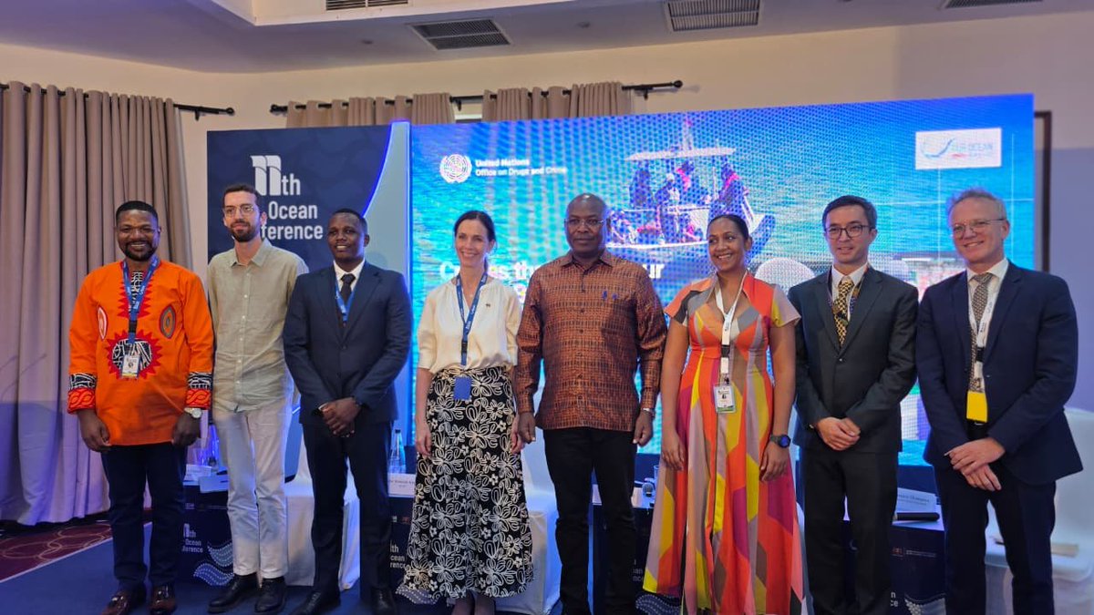 RichardMunang's tweet photo. For too long, crimes at sea disappeared beyond the horizon.

Today at #OurOcean2026 in Mombasa, I had the privilege of moderating the @UNODC  side event: "Crimes that Affect Our Ocean: Bridging Maritime Security and Ocean Protection."

Together with partners from Norway, with the Ambassador of #Norway to Kenya @NorwayAmbKenya  Skylight, IUCN, the Environmental Justice Foundation, regional coordination actors and the Government of Kenya, one message emerged clearly:

Detection without justice is only observation.

Technology can find suspicious vessels. Regional cooperation can track them. Inspectors can board them. But protecting oceans requires evidence, accountability and convictions.

Because behind illegal fishing often sit corruption, trafficking, forced labour and other organized crimes.

Protecting our oceans is not only an environmental imperative.

It is a justice, development and security imperative.

#UNODC #OurOcean2026 #BlueEconomy #EnvironmentalJustice #FishNET @UNODC_ENV