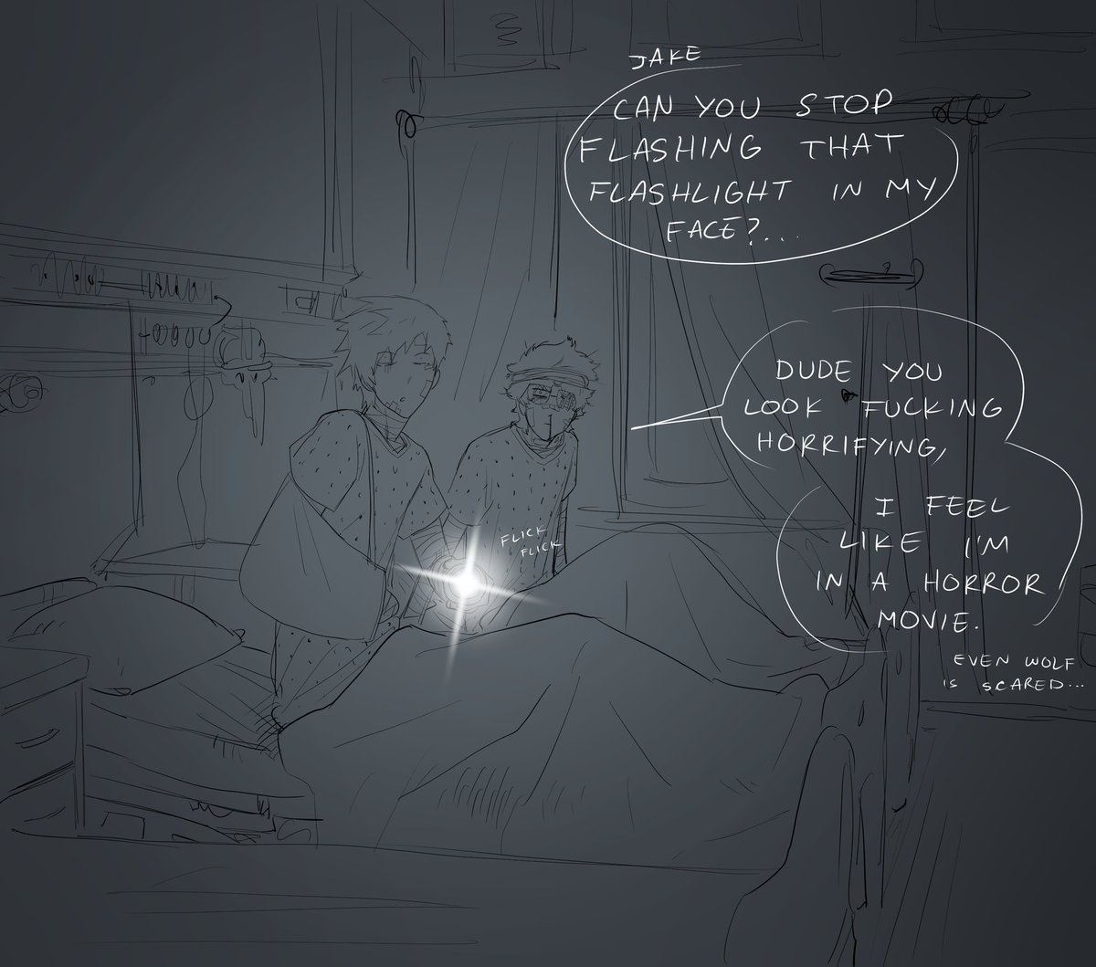 SmthsmthLovi's tweet photo. WOUNDED HERO AU
Jake is a horrible babysitter at the hospital... 
#WeakHero #WohAU https://t.co/FoN1q4UjAN