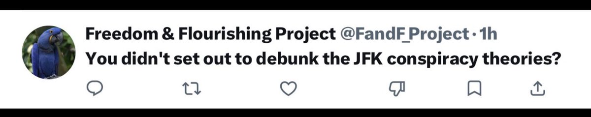 geraldposner's tweet photo. No — the JFK assassination was the perfect example of why you never enter a project with your mind made up. You follow the evidence wherever it leads.

I set out to show that not all the “who killed JFK” theories could be right. The KGB couldn’t have done it if the Cubans did, or the CIA planned it, or the Mafia was behind it. 

Random House bought a book that would debunk what was factually wrong and flag the handful of issues that still couldn’t be resolved — marketed as a primer: read this book before anything else on the case.

My own starting bias was suspicion of the Mafia. Jack Ruby killing Oswald just two days after the assassination had all the hallmarks of a mob hit to silence him. Only deep research showed that wasn’t the case.

Halfway through the project, I met with my Random House editor and editor-in-chief. 

I thought we could publish a book that actually named who did it, I told them.

“Who?”

“Oswald.”

“Oswald and who?”

“Just Oswald.”

I saw the worry on their faces — had I just swallowed the Warren Commission? Then I laid out some of what was new: the first interview with Soviet defector Yuri Nosenko, a fresh third-party ballistics study, and a new analysis that upended conventional wisdom on the Zapruder film. Their enthusiasm kicked in fast. “Case Closed” became the working title later