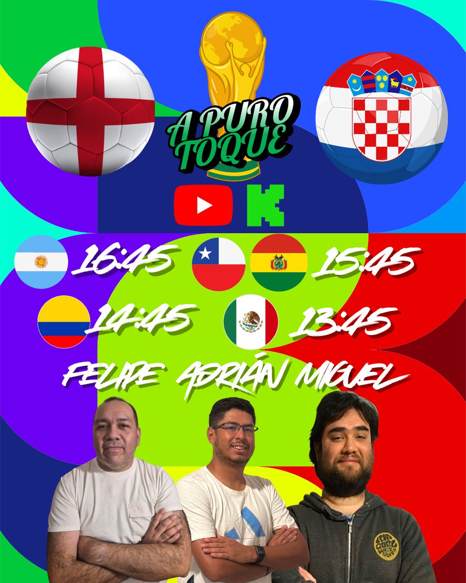 APuroToque26's tweet photo. 🎙️ @calippoallendes 
🗒️ @adru17 
🗒️ @MiguelelExtremo 

📺 https://t.co/4SIzbSOew0

#mundialdefútbol2026 #inglaterra #croacia #FIFAWorldCup https://t.co/hnmenYPZDb