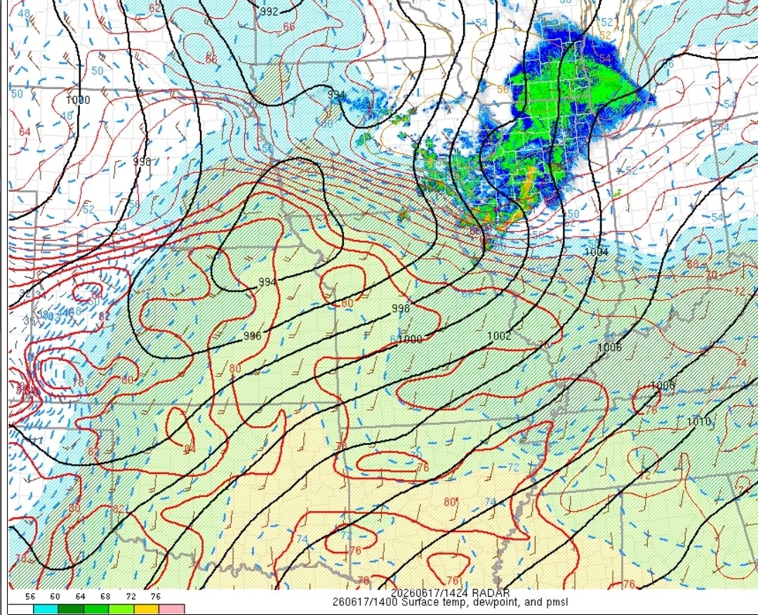Mighty__Muffins's tweet photo. Oh yeah it is like a bomb  atmosphere behind this morning convection and it is smaller and moving after out.  Air mass recovery will be perfect.

There is truly a chance we see the high risk still in play at the noon issuance and 30% tor risk...models were way off on a "downtrend" and SPC has noted linear mode is not gonna happen today.

Everything is on the cards for a significant tornado outbreak.  I wasn't buying the downtrends and I been consistent daying today was gonna be huge....and it appears so and then some.  Even MO where we are likely will go big.